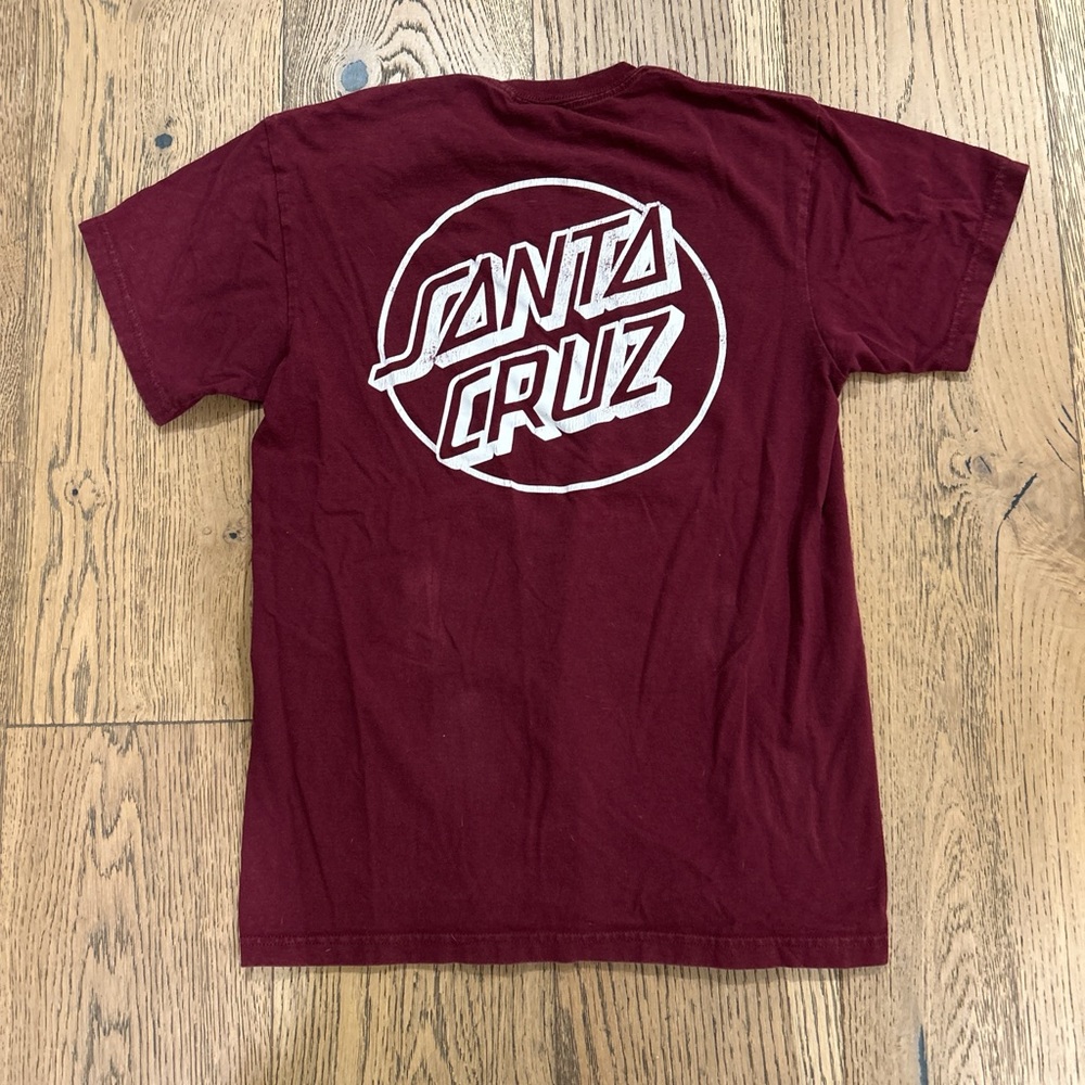 Burgundy Santa Cruz skateboarding tee